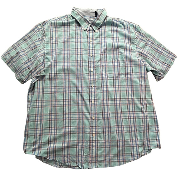 Izod Other - Izod Men’s 3XLT Non-Iron Stretch Short-Sleeve Plaid Button-Down Shirt in Blue